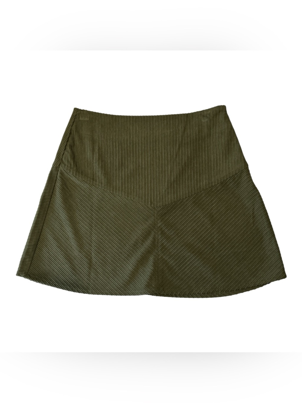 New In Olive Ribbed Mini Skirt Sz M